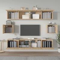 Berkfield Home Classic 6 Piece TV Cabinet Set Sonoma Oak Engineered Wood in Light Tan