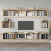 Berkfield Home Classic 6 Piece TV Cabinet Set Sonoma Oak Engineered Wood in Light Oak