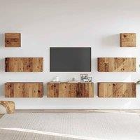 Berkfield Home Classic 7 Piece TV Cabinet Set Wall-mounted Old Wood Engineered Wood in Brown