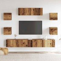 Berkfield Home Classic 7 Piece TV Cabinet Set Wall-mounted Old Wood Engineered Wood in Brown