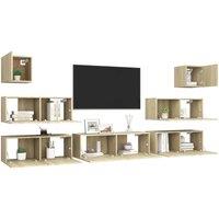 Berkfield Home Modern 7 Piece TV Cabinet Set Sonoma Oak Engineered Wood in Tan
