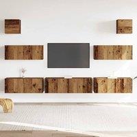 Berkfield Home Classic 7 Piece TV Cabinet Set Wall-mounted Old Wood Engineered Wood