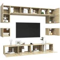 Berkfield Home Practical 8 Piece TV Cabinet Set Sonoma Oak Engineered Wood in Light Tan
