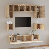 Berkfield Home Classic 8 Piece TV Cabinet Set Sonoma Oak Engineered Wood in Light Tan