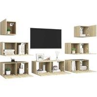 Berkfield Home Modern 7 Piece TV Cabinet Set Sonoma Oak Engineered Wood in Tan