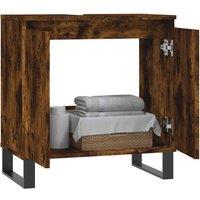 Berkfield Home Durable Bathroom Cabinet Smoked Oak 58x33x60 cm Engineered Wood in Brown | Size: 58 x 33 x 60 cm