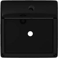 Berkfield Home Elegant Ceramic Bathroom Sink Basin Faucet /Overflow Hole Black Square