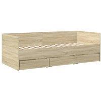 Berkfield Home Versatile Daybed with Drawers without Mattress Sonoma Oak 100x200 cm in Light Tan