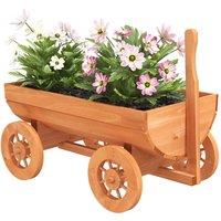 Berkfield Home Beautiful Decorative Wagon 70x43x54 cm Solid Wood Fir in Brown | Size: 70 x 43 x 54 cm