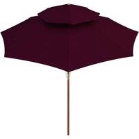 Berkfield Home Elegant Double Decker Parasol with Wooden Pole Bordeaux Red 270 cm in Burgundy