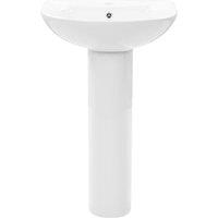 Berkfield Home Elegant Freestanding Basin with Pedestal Ceramic White 520x440x190 mm