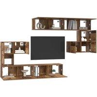 Berkfield Home Modern Wall-mounted Tv Cabinet 8 pcs Old wood Medium 30.5 x 30 x 30 cm in Brown