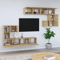 Berkfield Home Classic Wall-mounted TV Cabinet Sonoma Oak Engineered Wood in Brown