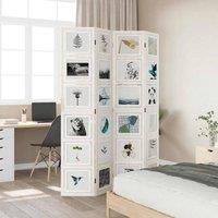 Berkfield Home Room Divider 4 Panels White Solid Wood Paulownia