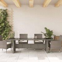 Berkfield Home Garden Table with Glass Top Grey 240x90x75 cm Poly Rattan | Size: 240 x 90 x 75 cm