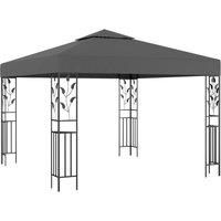 Berkfield Home Gazebo with LED String Lights 3x3 m Anthracite in Charcoal