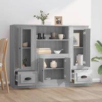 Berkfield Home Highboards 3 pcs Smoked Oak Engineered Wood in Grey