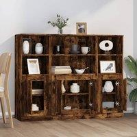 Berkfield Home Highboards 3 pcs Smoked Oak Engineered Wood in Brown