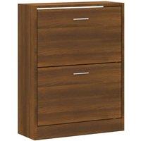 Berkfield Home Shoe Cabinet Brown Oak 63x24x81 cm Engineered Wood | Size: 63 x 24 x 81 cm