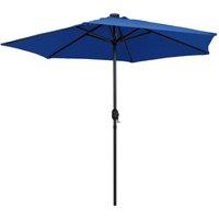 Berkfield Home Parasol with LED Lights & Aluminium Pole 270 cm Azure Blue