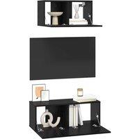 Berkfield Home TV Cabinet 2 pcs Black oak 80 x 30 x 30 cm Engineered wood