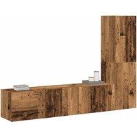 Berkfield Home Wall Mounted TV cabinets 3 pcs Old Wood Engineered Wood in Brown
