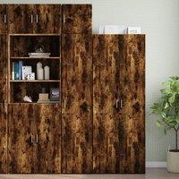 Berkfield Home Slim Storage Cabinet Smoked Oak 40x42.5x225 cm Engineered Wood in Brown