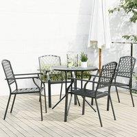 Berkfield Home Stackable Garden Chair Set 5 pcs Anthracite Powder-coated Steel in Black