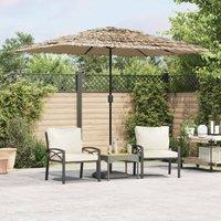 Berkfield Home Garden Parasol with LEDs & Steel Pole Brown 300x200x250 cm | Size: 300 x 200 x 250 cm