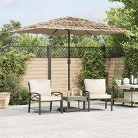 Berkfield Home Garden Parasol with LEDs & Steel Pole Brown 248x248x248 cm | Size: 248 x 248 x 248 cm
