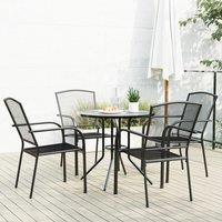 Berkfield Home Stackable Garden Chair Set 5 pcs Anthracite Powder-coated Steel in Black