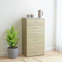 Berkfield Home Sideboard with 6 Drawers Sonoma Oak 50x34x96 cm Engineered Wood in Brown | Size: 50 x 34 x 96 cm