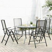 Berkfield Home Reclining Garden Chair Set 5 pcs Anthracite Powder-coated Steel in Black