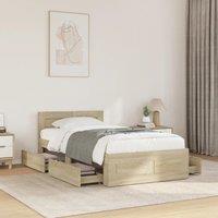 Berkfield Home Bed Frame with Headboard without Mattress Sonoma Oak 90x190 cm Single in Brown