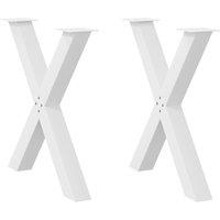 Berkfield Home Dining Table Legs X-Shaped 2 pcs White 80x(72-73) cm Steel