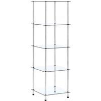 Berkfield Home 5-Tier Shelf Transparent 40x40x130 cm Tempered Glass in Clear | Size: 40 x 40 x 130 cm