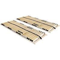 Berkfield Home Slatted Bed Bases 2 pcs with 28 Slats 7 Zones 70x200 cm in Beige