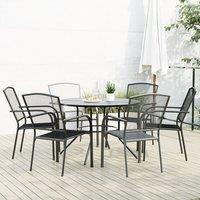 Berkfield Home Stackable Garden Chair Set 7 pcs Anthracite Powder-coated Steel in Black