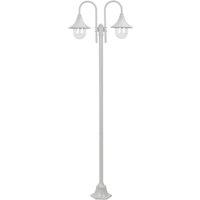 Berkfield Home Garden Post Light E27 220 cm Aluminium 2-Lantern White