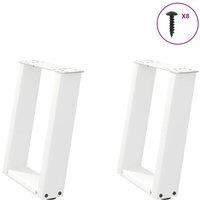 Berkfield Home Coffee Table Legs U-Shaped 2 pcs White 28x(42-43) cm Steel