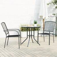 Berkfield Home Stackable Garden Chair Set 3 pcs Anthracite Powder-coated Steel in Black