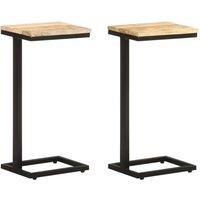 Berkfield Home Side Tables 2 pcs 31.5x24.5x64.5 cm Rough Mango Wood in Brown