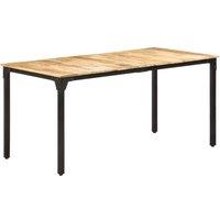Berkfield Home Dining Table 160x80x76 cm Rough Mango Wood in Brown | Size: 160 x 80 x 76 cm