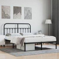 Berkfield Home Metal Bed Frame with Headboard Black 150x200 cm King Size