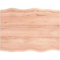 Berkfield Home Table Top Light Brown 80x60x2 cm Treated Solid Wood Oak Live Edge | Size: 80 x 60 x 2 cm