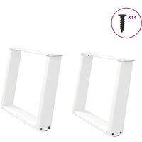 Berkfield Home Coffee Table Legs U-Shaped 2 pcs White 60x(42-43) cm Steel