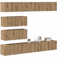 Berkfield Home 6 Piece TV Cabinet Set Wall-mounted Artisan Oak Engineered Wood in Brown