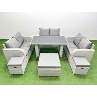 Fimous 9 Seater Patio Garden Furniture Sets with 3 Stool Light Grey