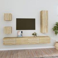 Berkfield Home 5 Piece TV Cabinet Set Sonoma Oak Engineered Wood in Brown
