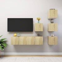 Berkfield Home 6 Piece TV Cabinet Set Sonoma Oak Engineered Wood in Brown